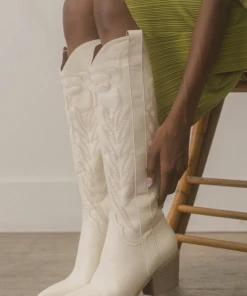 Hazel & Olive Hello Dolly Cowboy Boots - White NEW ARRIVALS